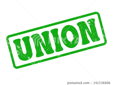 A bold green union word stamp featuring a prominent distressed vintage texture 142136806