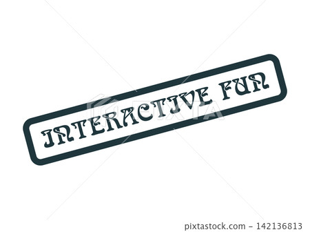 A bold rectangular stamp displaying Interactive Fun ideal for engaging activities and playful entertainment 142136813