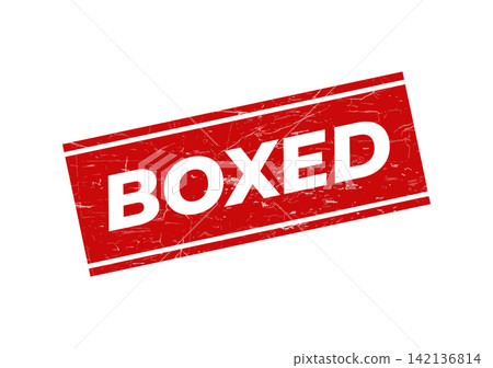 A bold red BOXED rubber stamp showcasing a distressed grunge effect perfect for product packaging A bold red BOXED rubber stamp showcasing a distressed grunge effect perfect for product packaging 142136814