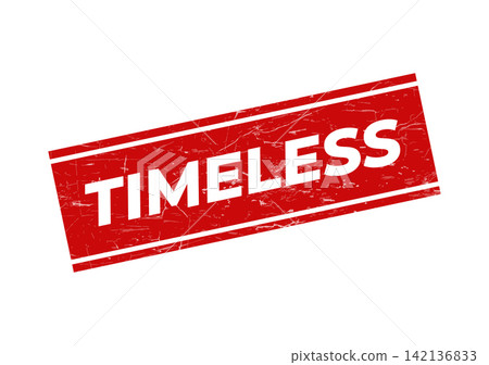 A bold red grunge rubber stamp impression clearly featuring the word TIMELESS on a clean surface for lasting concepts A bold red grunge rubber stamp impression clearly featuring the word TIMELESS on a clean surface for lasting concepts 142136833