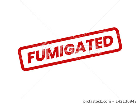 A bold red grunge textured rubber stamp icon with the word fumigated prominently displayed for professional applications A bold red grunge textured rubber stamp icon with the word fumigated prominently displayed for professional applications 142136942