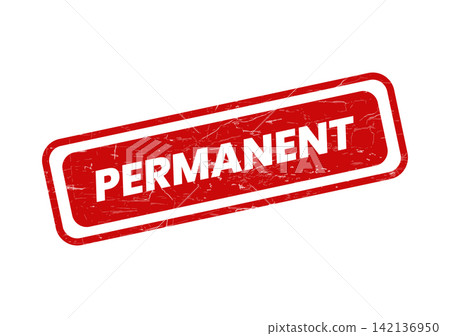 A bold red permanent rubber grunge stamp representing lasting commitment and an unchangeable status A bold red permanent rubber grunge stamp representing lasting commitment and an unchangeable status 142136950
