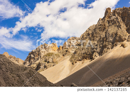 Rocky landscape in natural mountainous area on border of Cantabria with Castile and Leon Rocky landscape in natural mountainous area on border of Cantabria with Castile and Leon 142137285