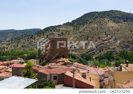 Historic town of Villel de Mesa in Guadalajara province, Spain 142137298