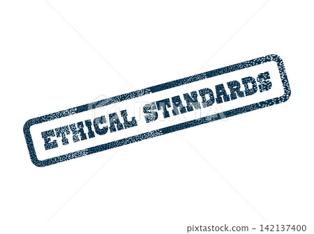 A dark blue distressed rubber stamp features the crucial message of Ethical Standards A dark blue distressed rubber stamp features the crucial message of Ethical Standards 142137400