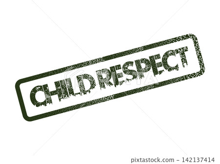 A dark green textured stamp bearing the powerful call to action CHILD RESPECT for dignifying all children A dark green textured stamp bearing the powerful call to action CHILD RESPECT for dignifying all children 142137414