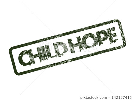 A dark green textured stamp bearing the significant message CHILD HOPE for supporting young individuals A dark green textured stamp bearing the significant message CHILD HOPE for supporting young individuals 142137415