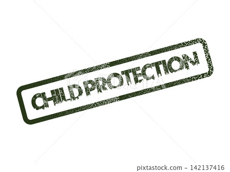 A dark green textured stamp displaying the vital phrase CHILD PROTECTION for safeguarding young individuals A dark green textured stamp displaying the vital phrase CHILD PROTECTION for safeguarding young individuals 142137416