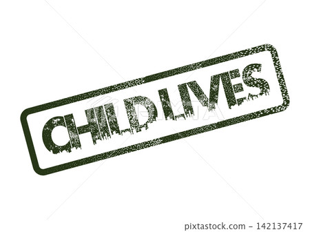 A dark green textured stamp impression featuring the crucial declaration CHILD LIVES prominently displayed A dark green textured stamp impression featuring the crucial declaration CHILD LIVES prominently displayed 142137417