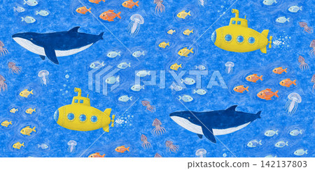 Yellow Submarine & Whale & Fish Underwater Adventure Pattern - Deep Ocean Navy.jpg Yellow Submarine & Whale & Fish Underwater Adventure Pattern - Deep Ocean Navy.jpg 142137803