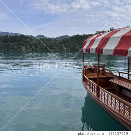 Slovenia, Lake Bled, rowboat Slovenia, Lake Bled, rowboat 142137959
