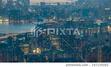 Hong Kong Aug 5 2026 Illuminated Hong Kong skyline along Victoria Harbour Hong Kong Aug 5 2026 Illuminated Hong Kong skyline along Victoria Harbour 142138383