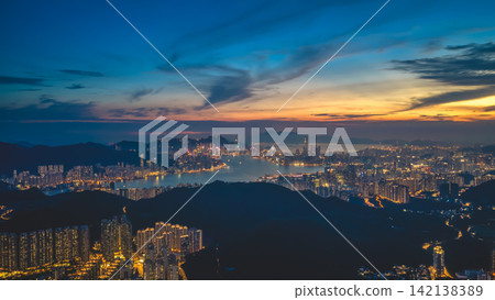Hong Kong Aug 5 2022 cityscape and harbour at twilight Hong Kong Aug 5 2022 cityscape and harbour at twilight 142138389