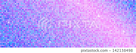Pink purple shining disco party background. Iridescent gradient sparkling glitter sequin texture. Retro discoball mirror mosaic wallpaper. Abstract glowing halftone sparkle backdrop. Vector Pink purple shining disco party background. Iridescent gradient sparkling glitter sequin texture. Retro discoball mirror mosaic wallpaper. Abstract glowing halftone sparkle backdrop. Vector 142138498