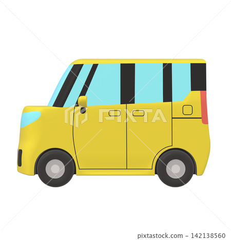 汽車插畫素材:風格化的小型高頂旅行車,黃色(1_1) 汽車插畫素材:風格化的小型高頂旅行車,黃色(1_1) 142138560