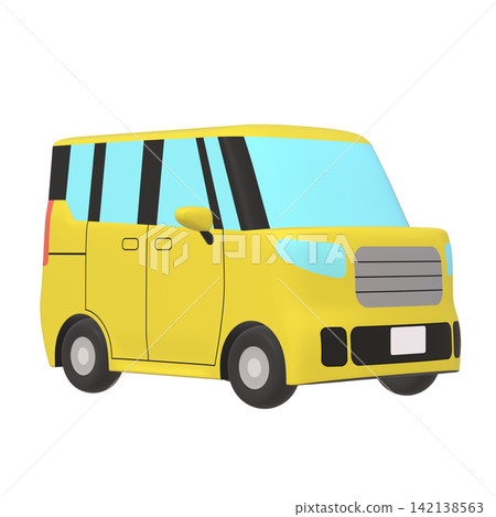 Car illustration material: stylized small tall wagon, yellow (1_4) Car illustration material: stylized small tall wagon, yellow (1_4) 142138563
