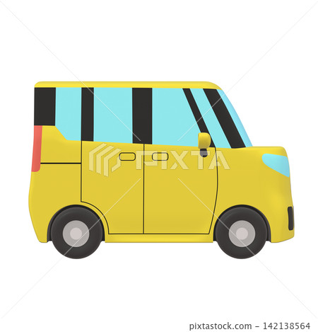 汽車插畫素材:風格化的小型高頂旅行車,黃色(1_5) 汽車插畫素材:風格化的小型高頂旅行車,黃色(1_5) 142138564