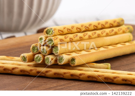 matcha Cream Filled Biscuit Sticks Tied with String matcha Cream Filled Biscuit Sticks Tied with String 142139222