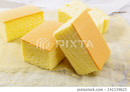 traditional Castella Sponge Cake Close Up Soft Texture Dessert 142139625