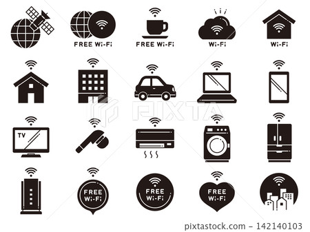 物聯網、Wi-Fi 和通訊圖示 02 物聯網、Wi-Fi 和通訊圖示 02 142140103