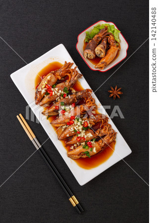 chinese Chilled Tube Squid with Spicy Sauce Dressing chinese Chilled Tube Squid with Spicy Sauce Dressing 142140488