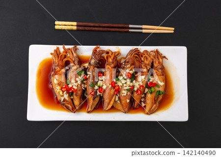 chinese Chilled Tube Squid with Spicy Sauce Dressing chinese Chilled Tube Squid with Spicy Sauce Dressing 142140490