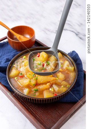 chinese Braised Winter Melon Vegetable Dish with Sauce chinese Braised Winter Melon Vegetable Dish with Sauce 142140503