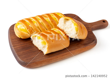 golden Soft Filled Bread Rolls On White Background golden Soft Filled Bread Rolls On White Background 142140952