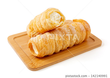fresh Salted Cream Filled Spiral Bread Roll Dessert 142140991