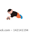 圖：一個孩子在玩玩具車 142141194