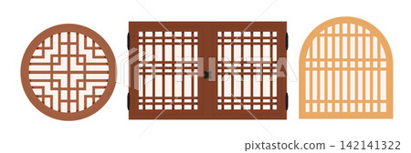 Three Design Korean East Asian Traditional Style Window Element Set Three Design Korean East Asian Traditional Style Window Element Set 142141322