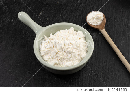 tempura Batter Powder Seasoning on Red Spoon tempura Batter Powder Seasoning on Red Spoon 142141563
