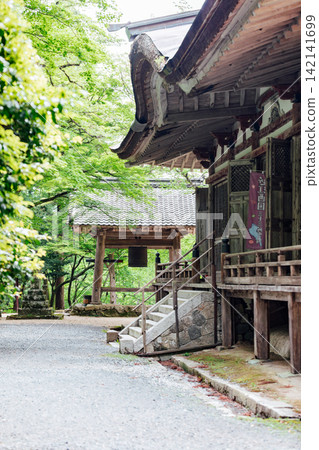 [Higashiomi City, Shiga Prefecture] Hyakusaiji Temple: Bell tower, main hall, and fresh greenery 142141699