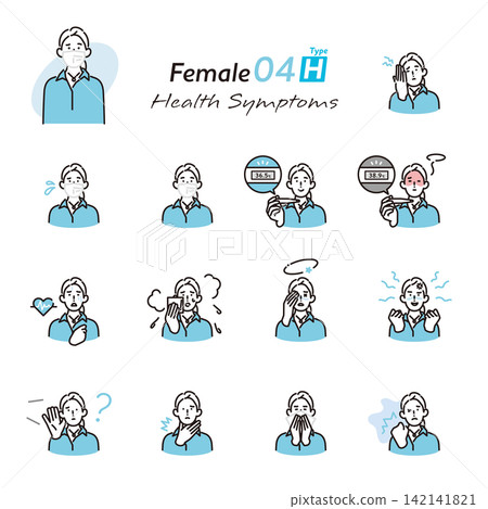 Simple illustrations: A set of vector illustrations depicting various health problems and symptoms in business people. Simple illustrations: A set of vector illustrations depicting various health problems and symptoms in business people. 142141821