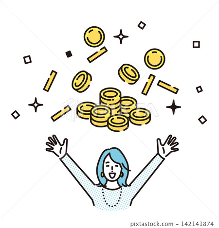 簡圖:一位商人因財富增長和手中大量金幣而感到高興(向量圖) 簡圖:一位商人因財富增長和手中大量金幣而感到高興(向量圖) 142141874