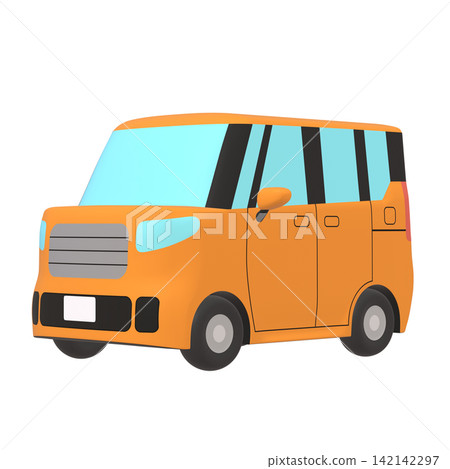 汽車插畫素材:風格化的小型高頂旅行車,橘色(1_2) 汽車插畫素材:風格化的小型高頂旅行車,橘色(1_2) 142142297