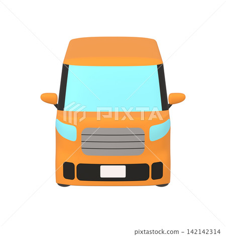 Car illustration material: stylized, small tall wagon, orange (1_b) Car illustration material: stylized, small tall wagon, orange (1_b) 142142314