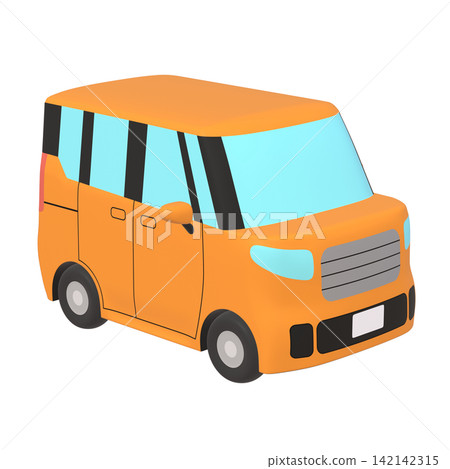 Car illustration material: stylized, small tall wagon, orange (1_c) Car illustration material: stylized, small tall wagon, orange (1_c) 142142315