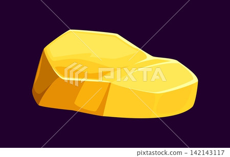 Cartoon golden mine nugget featuring faceted stone with smooth surface. Crystal mineral gemstone with rough edges for resource icons, mining industry emblems, adventure and treasure hunt games Cartoon golden mine nugget featuring faceted stone with smooth surface. Crystal mineral gemstone with rough edges for resource icons, mining industry emblems, adventure and treasure hunt games 142143117