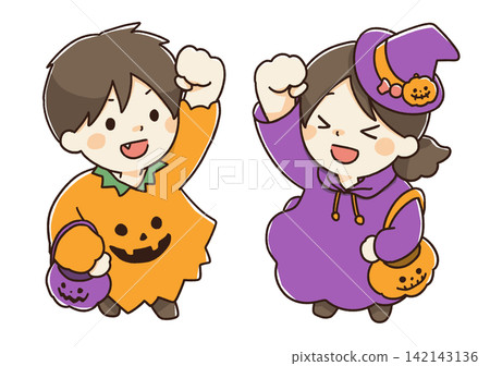Illustration of kids enjoying Halloween costumes Illustration of kids enjoying Halloween costumes 142143136