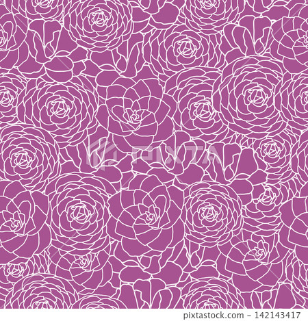 Seamless camellia flower pattern. High quality vector repeat texture. Floral background for print, textiles, invitation, wedding card and flat design. Seamless camellia flower pattern. High quality vector repeat texture. Floral background for print, textiles, invitation, wedding card and flat design. 142143417