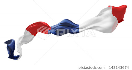 France flag ribbon flowing isolated on white background with copy space 3D render 142143674