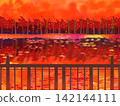 Lake where you can see autumn leaves 142144111