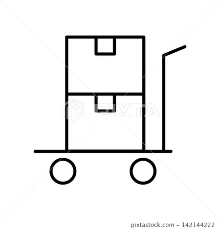 Icon of cardboard boxes loaded on a trolley Icon of cardboard boxes loaded on a trolley 142144222