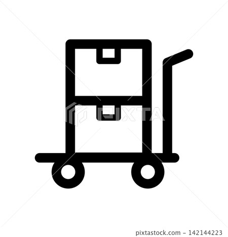 Icon of cardboard boxes loaded on a trolley Icon of cardboard boxes loaded on a trolley 142144223