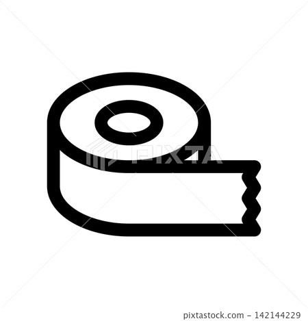 A simple masking tape icon viewed from a diagonal angle above. A simple masking tape icon viewed from a diagonal angle above. 142144229