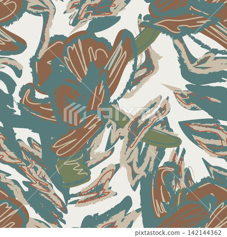 Neutral Colour Abstract Floral seamless pattern design for fashion textiles, graphics, backgrounds and crafts 142144362