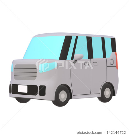 Car illustration material: stylized, small tall wagon, gray (1_2) Car illustration material: stylized, small tall wagon, gray (1_2) 142144722
