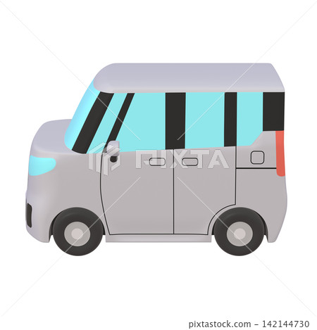 Car illustration material: stylized, small tall wagon, gray (1_9) Car illustration material: stylized, small tall wagon, gray (1_9) 142144730