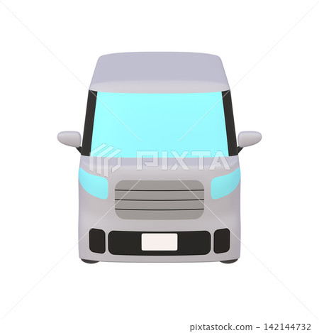 Car illustration material: stylized, small tall wagon, gray (1_b) Car illustration material: stylized, small tall wagon, gray (1_b) 142144732